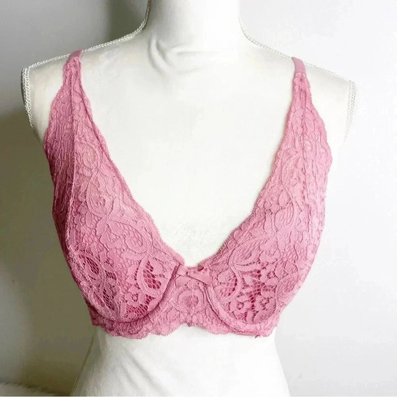 Victoria's Secret Lined Demi Pink Lace Bra Size 32 DD - Picture 3 of 5